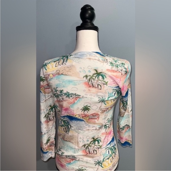 Talbots Palm Tree Print 3/4 Sleeve - Picture 4 of 6